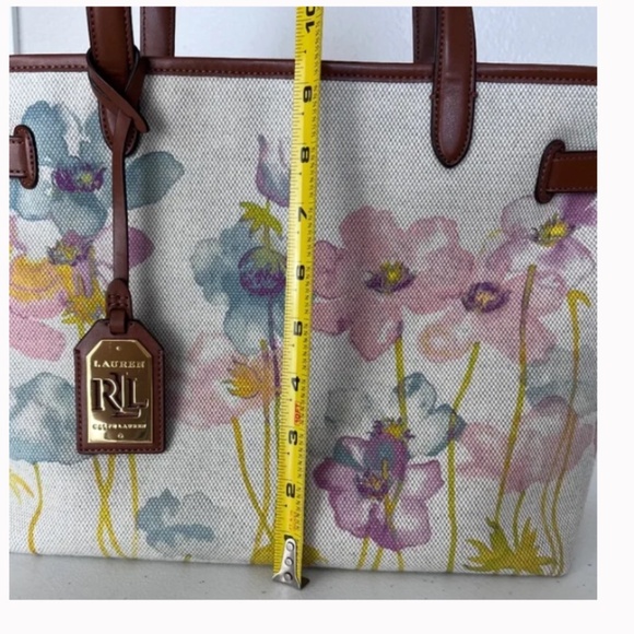 Lauren Ralph Lauren Bolton Shopper Tea Rose Canvas Tote - Picture 13 of 13